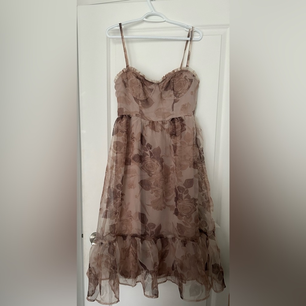 Brown floral dress